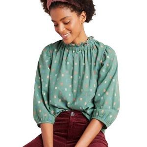 Anthro Ro & De Buttom Back Blouse